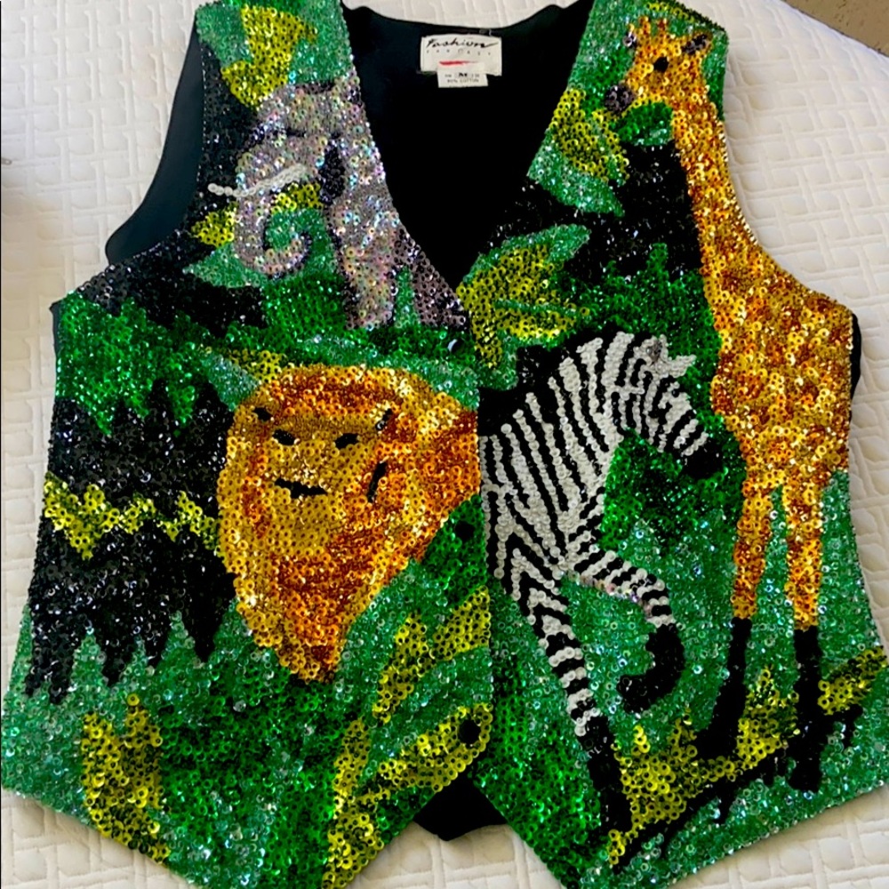 Jungle theme sequin vest
